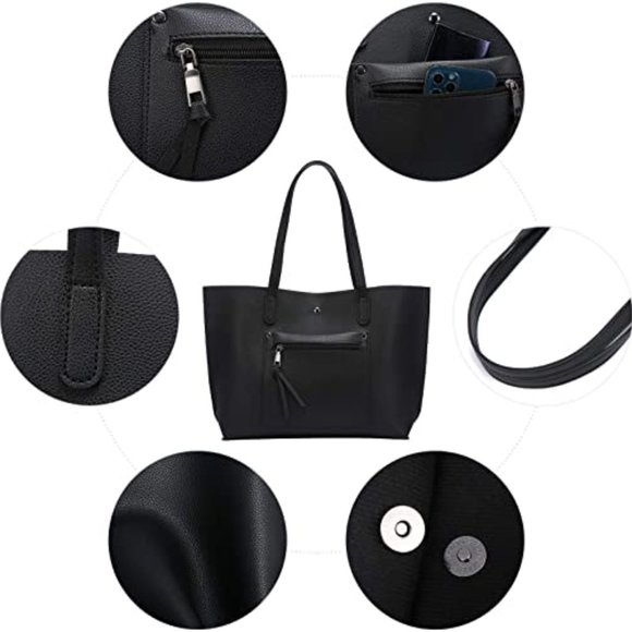 Loiral Tote Bag For Women Large Capacity Shoulder Bag with Front Pocket Pebbled - Picture 3 of 6